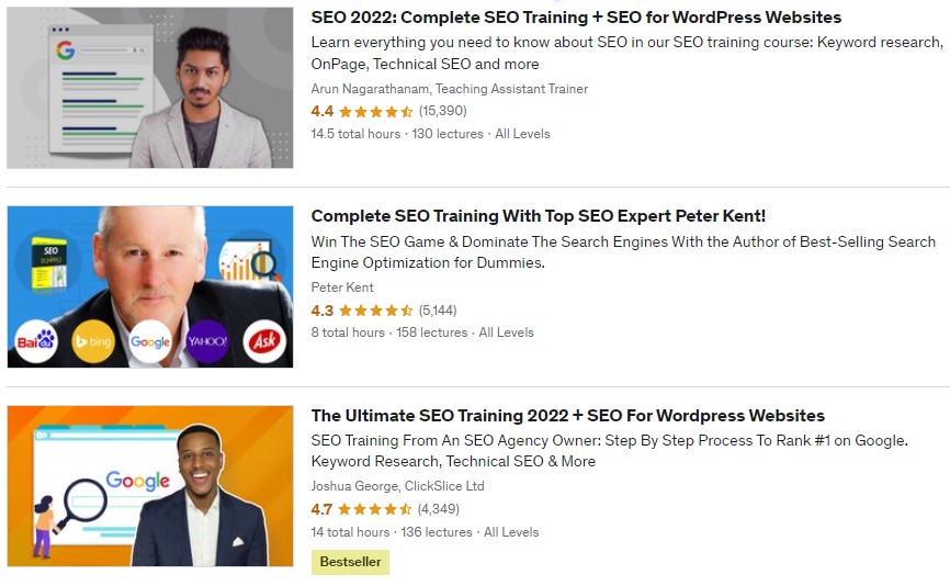 cursos de seo na udemy